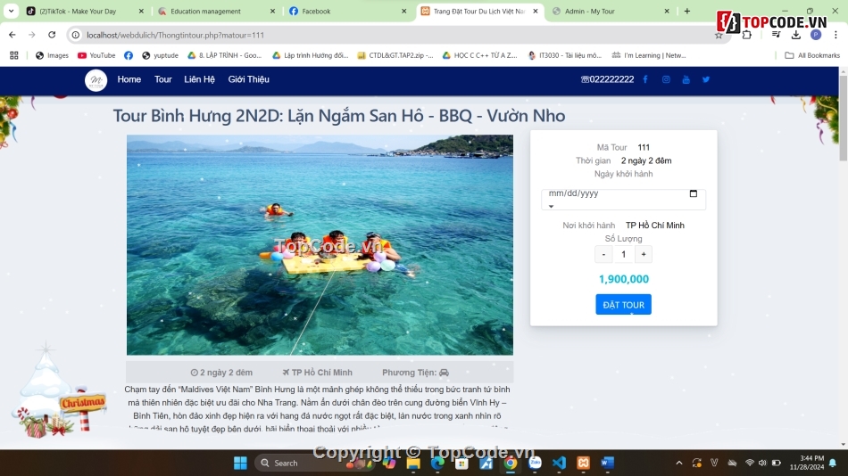 Website đặt tour,Website du lịch,php thuần,báo cáo đồ án,web du lich php